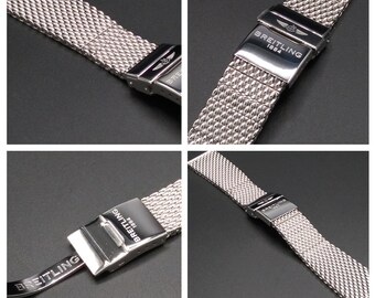 22mm 24mm Breitling HERITAGE SuperOcean Mesh 316L Stainless Steel Watch Band Bracelet For Breitling Navitimer Avenger