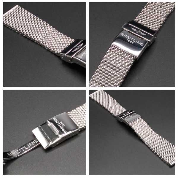 Bracelet de montre Breitling HERITAGE SuperOcean Mesh 22 mm 24 mm en acier inoxydable 316L pour Breitling Navitimer Avenger