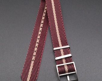 20 mm / 22 mm Kastanjebruin met kaki streep Premium Single Pass Nylon band voor Tudor Black Bay horlogeband roestvrijstalen schild Tang gesp