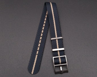 20mm / 22mm Blue Khaki Premium Single Pass Nylon Strap For Tudor Black Bay Watch Band with Stainless Steel Shield Tang Buckle