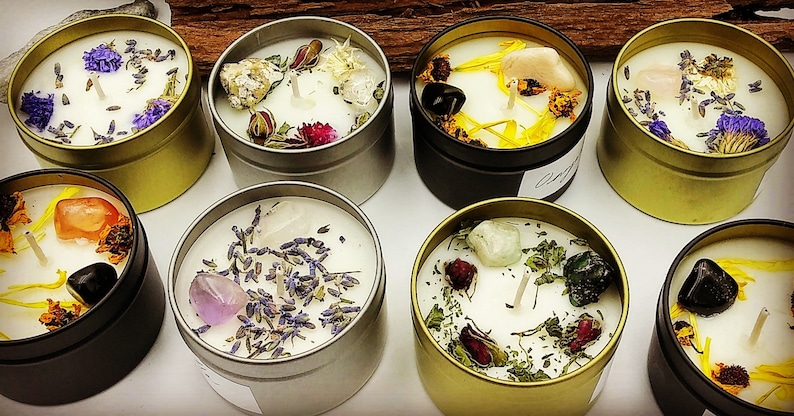 Gem and Herb Infused Aromatherapy Intention Candle