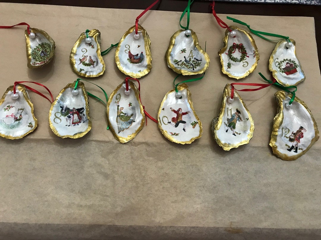 12 Days of Christmas Oyster Shell Ornaments Etsy
