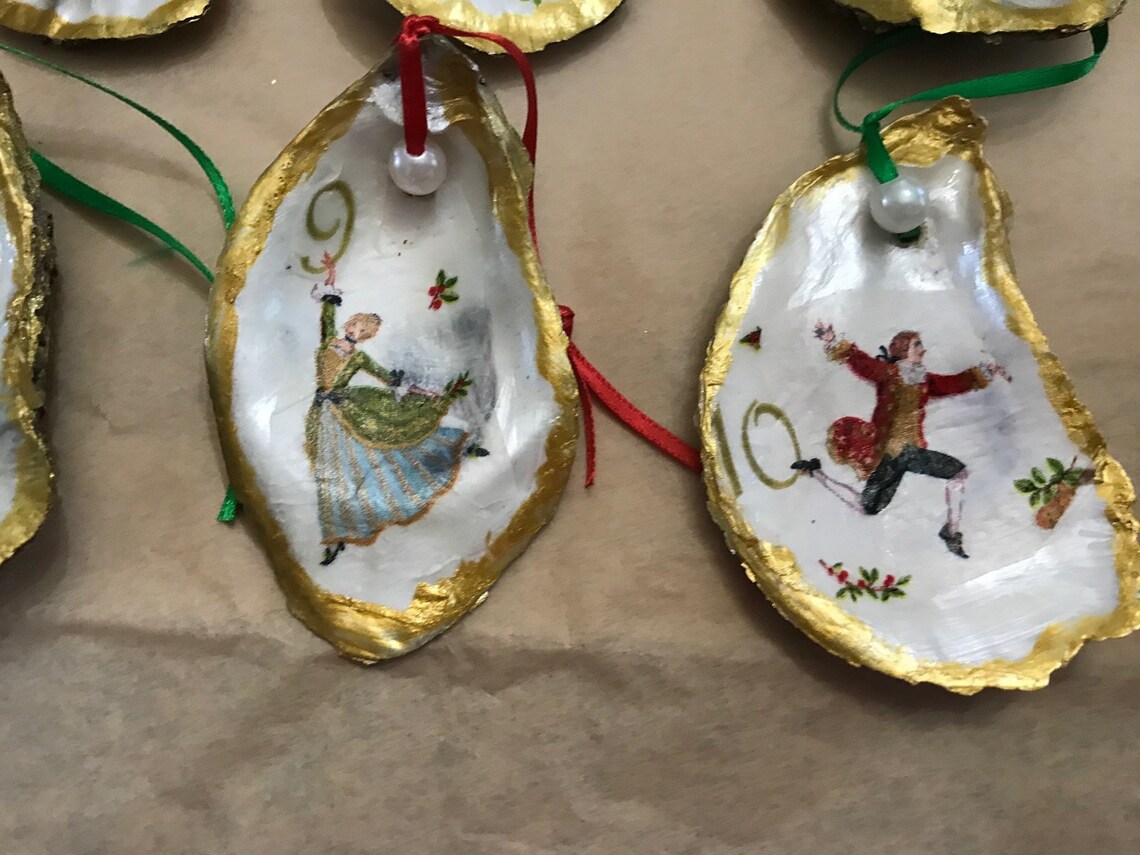 12 Days of Christmas Oyster Shell Ornaments Etsy