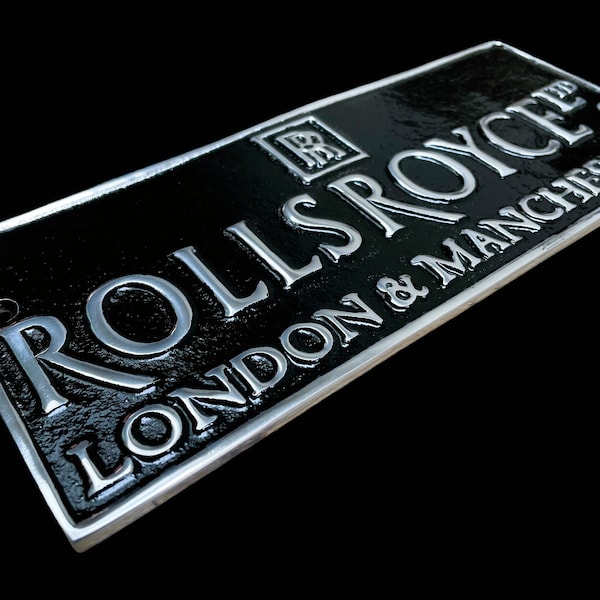 Rolls Royce garage sign - English car - Polished aluminium