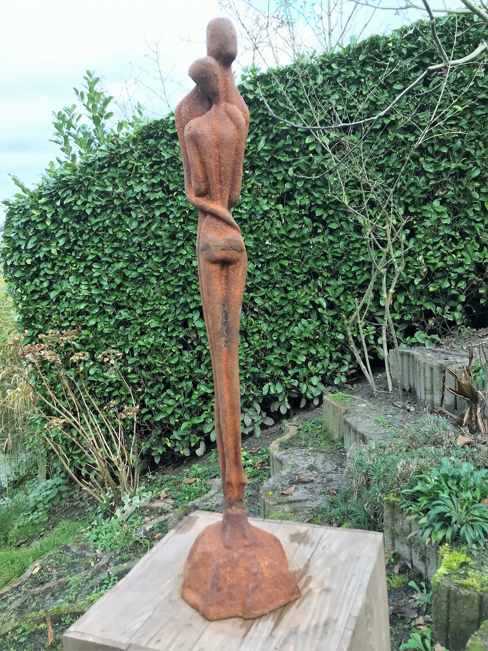 Garden Sculpture Embracing Couple Cast Iron Etsy