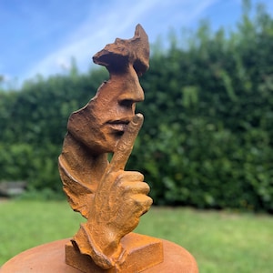 Sculpture "Silence" | Cast-iron face | Bust of man | Garden sculpture |