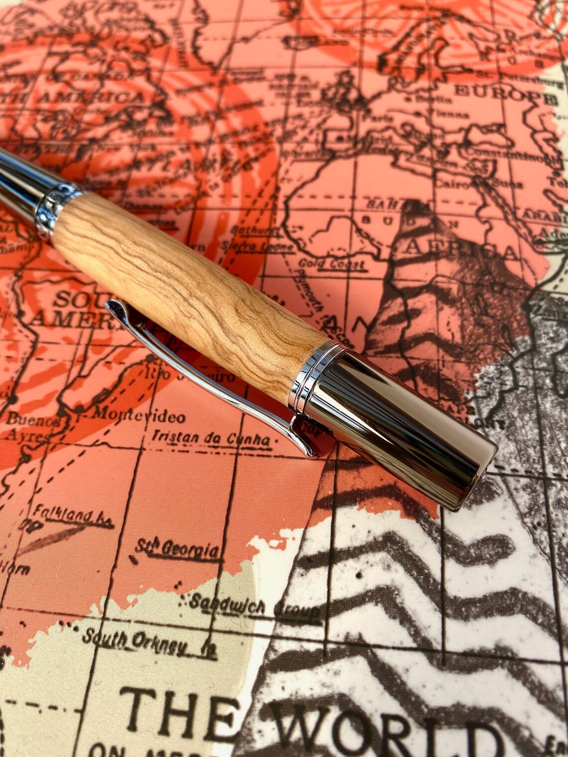 Hand made wooden pen in Spanish Olive Etsy