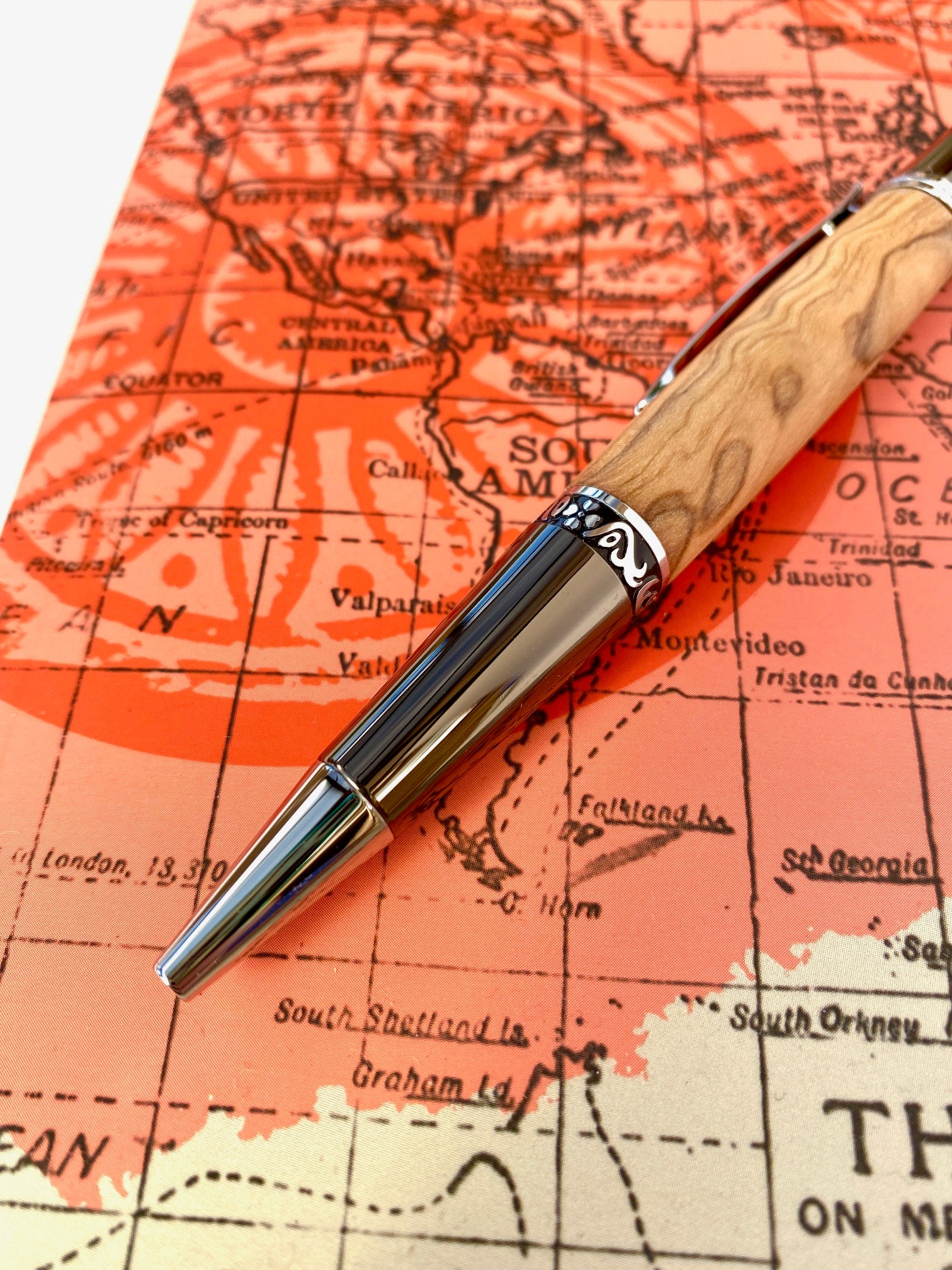 Hand made wooden pen in Spanish Olive Etsy