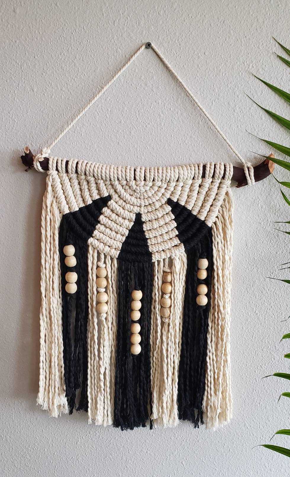 Boho Beaded Macrame Wall Hanging Etsy