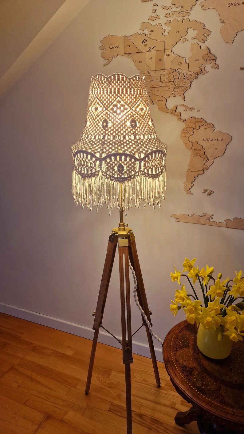 Macrame Lampshade XL, Boho Lamp, String Lamp, Bohemian, Bedroom, Living Room, Lightshade, Room