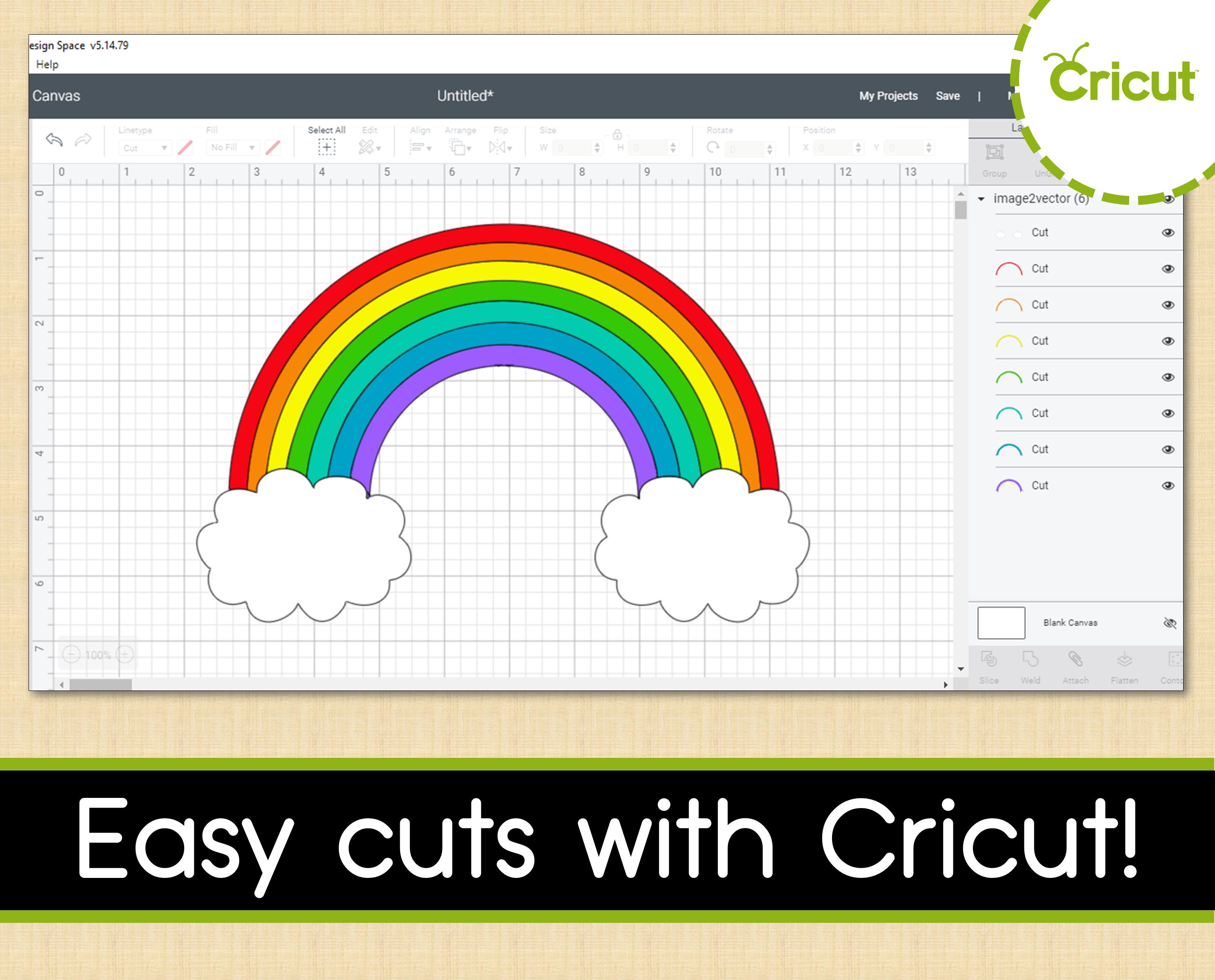 Easy Cut Rainbow SVG Rainbow PNG Cricut Cut Files Etsy