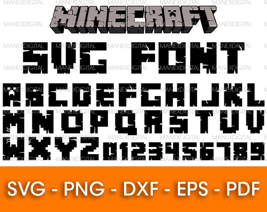 Minecraft Pixel Font SVG Vector minecraft font svg | Etsy