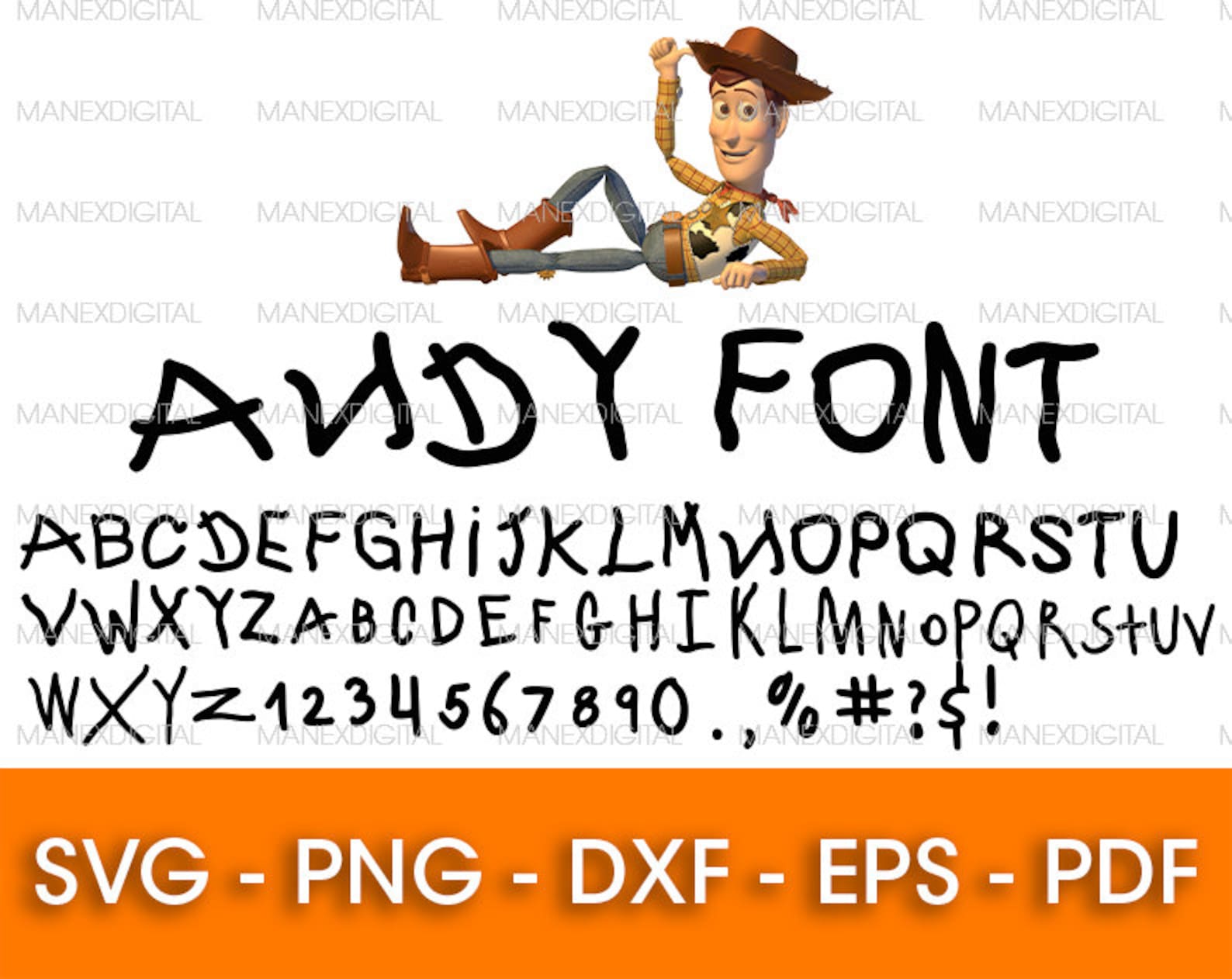 Toy Story Andy Font SVG Vector andy font svg andy alphabet | Etsy