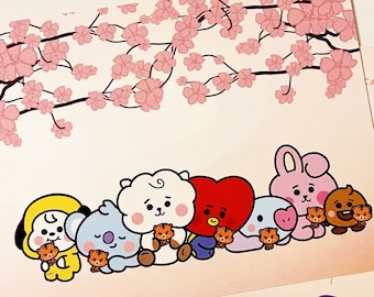 BT21 Cherry Blossoms Spring Day Lunar New Year Year of the Tiger Postcard