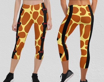 Slimming Pants with Giraffe Print - Capri Yoga Pants for Women