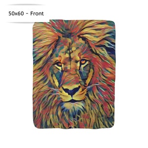 Lion, King of the Jungle Blanket Lion Blanket Plush Sherpa Fleece Blanket image 2