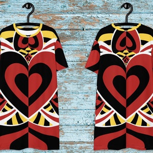 Queen of Hearts Tshirt Dress, Alice in Wonderland Oversized T-Shirt Dress for World Vacation Bound Dress Cruise Shirt for Adults image 5