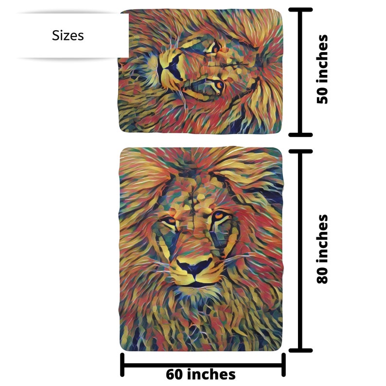 Lion, King of the Jungle Blanket Lion Blanket Plush Sherpa Fleece Blanket image 9