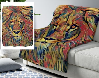 Lion, King of the Jungle Blanket - Lion Blanket - Plush Sherpa Fleece Blanket