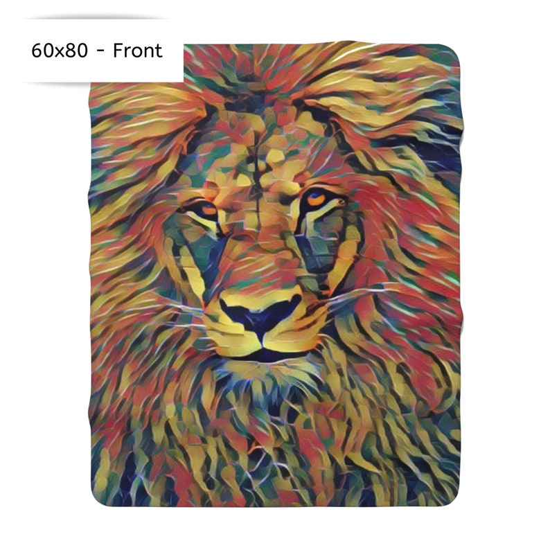 Lion, King of the Jungle Blanket Lion Blanket Plush Sherpa Fleece Blanket image 6
