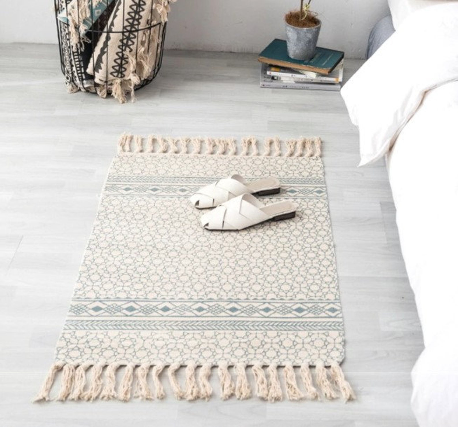 Minimalist Rug Bohemian Mat Interior Decor Carpet Cotton Hand Etsy