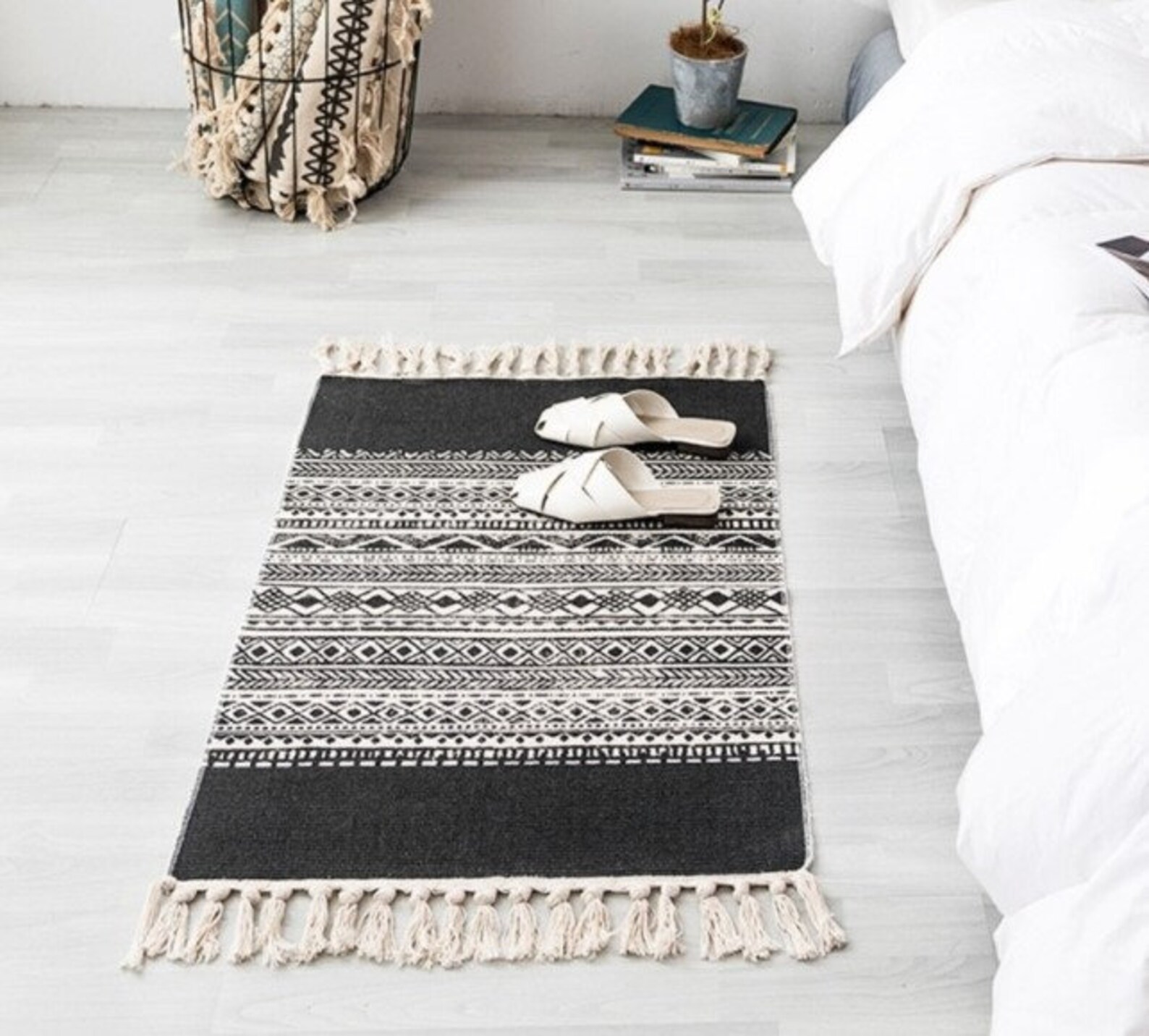 Minimalist Rug Bohemian Mat Interior Decor Carpet Cotton Hand Etsy