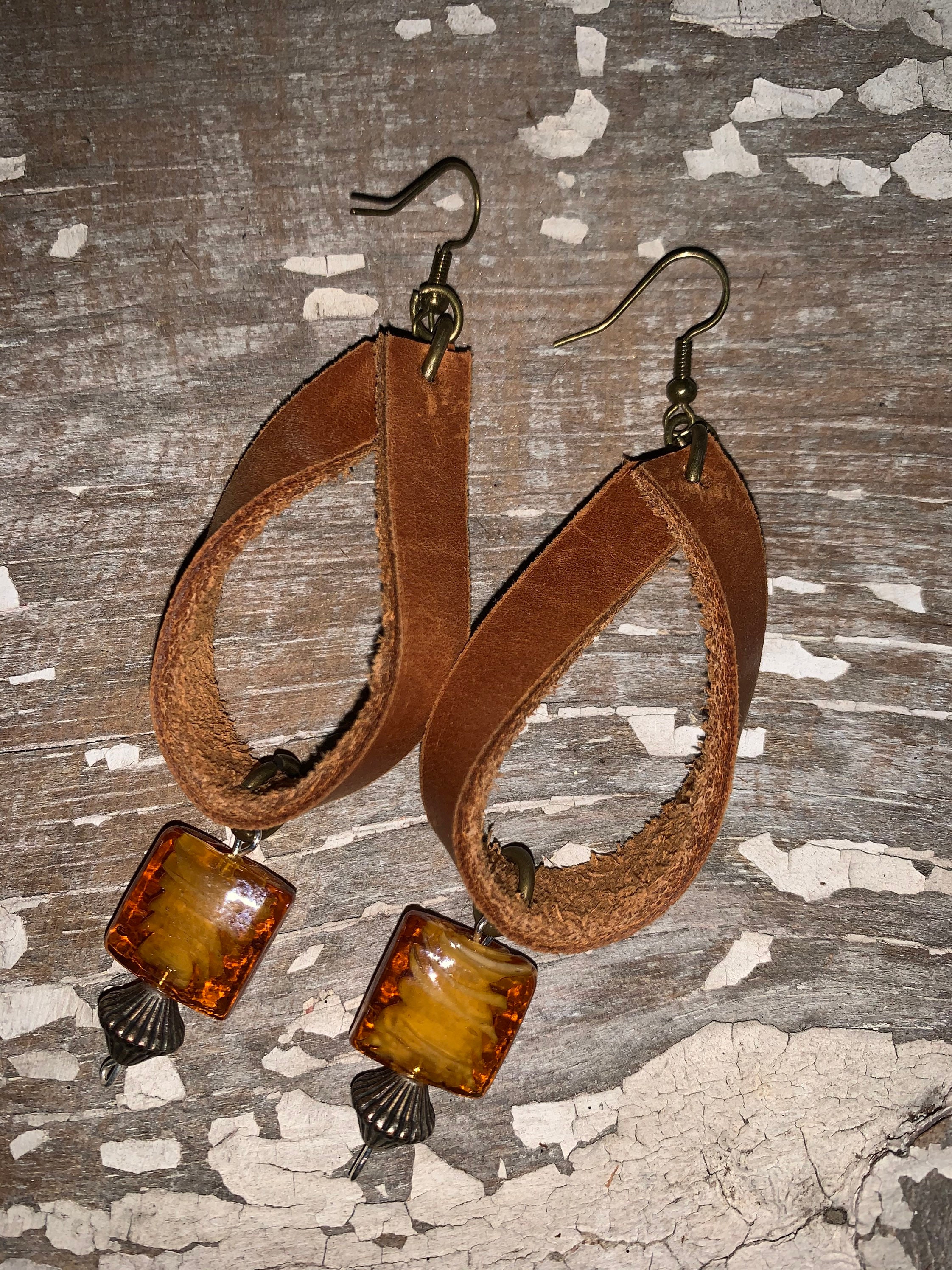 2 1/2 Leather Loop with stone Etsy