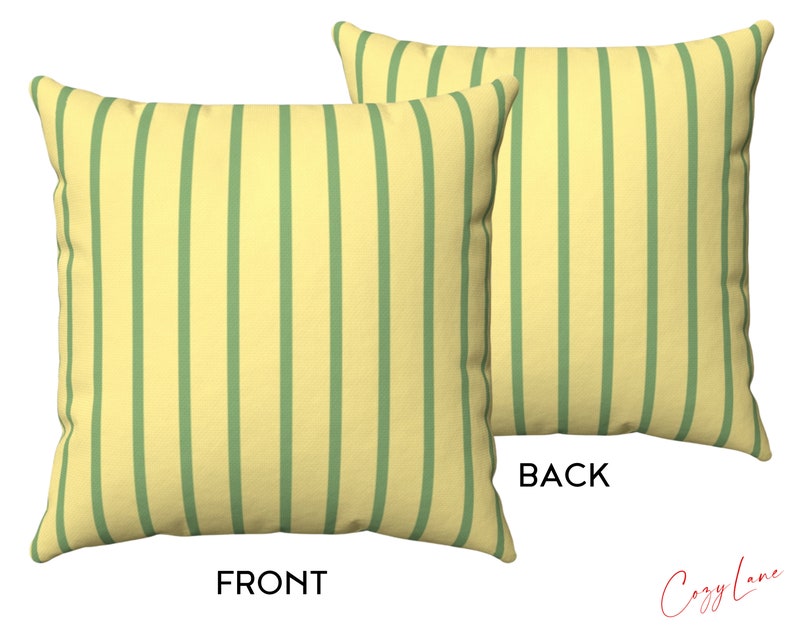 Yellow and Green Striped Throw Pillow Cover Home Decor Etsy