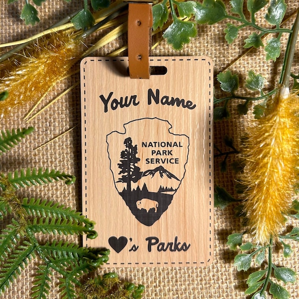 Personalized Engraved National Park Service Logo Rectangle Luggage Tag