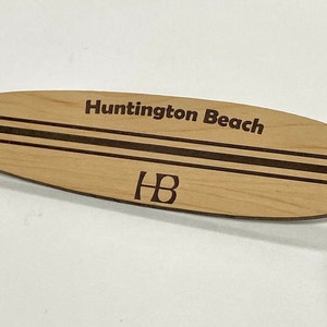 Engraved Huntington Beach Surfboard Keychain