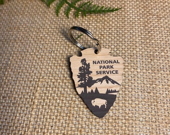 Engraved National Park Service 2"x 1.5" Keychain