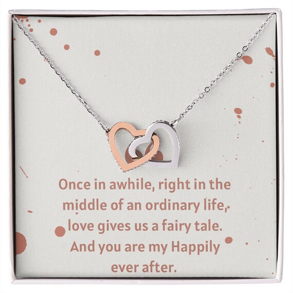 Bride Wife Anniversary Wedding Gift Necklace Heart Gold White Etsy