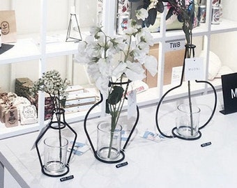 Trendy Iron Silhouette Wire Vase | 6 Styles | Tealight Holder | Black Wire Vase | UK business