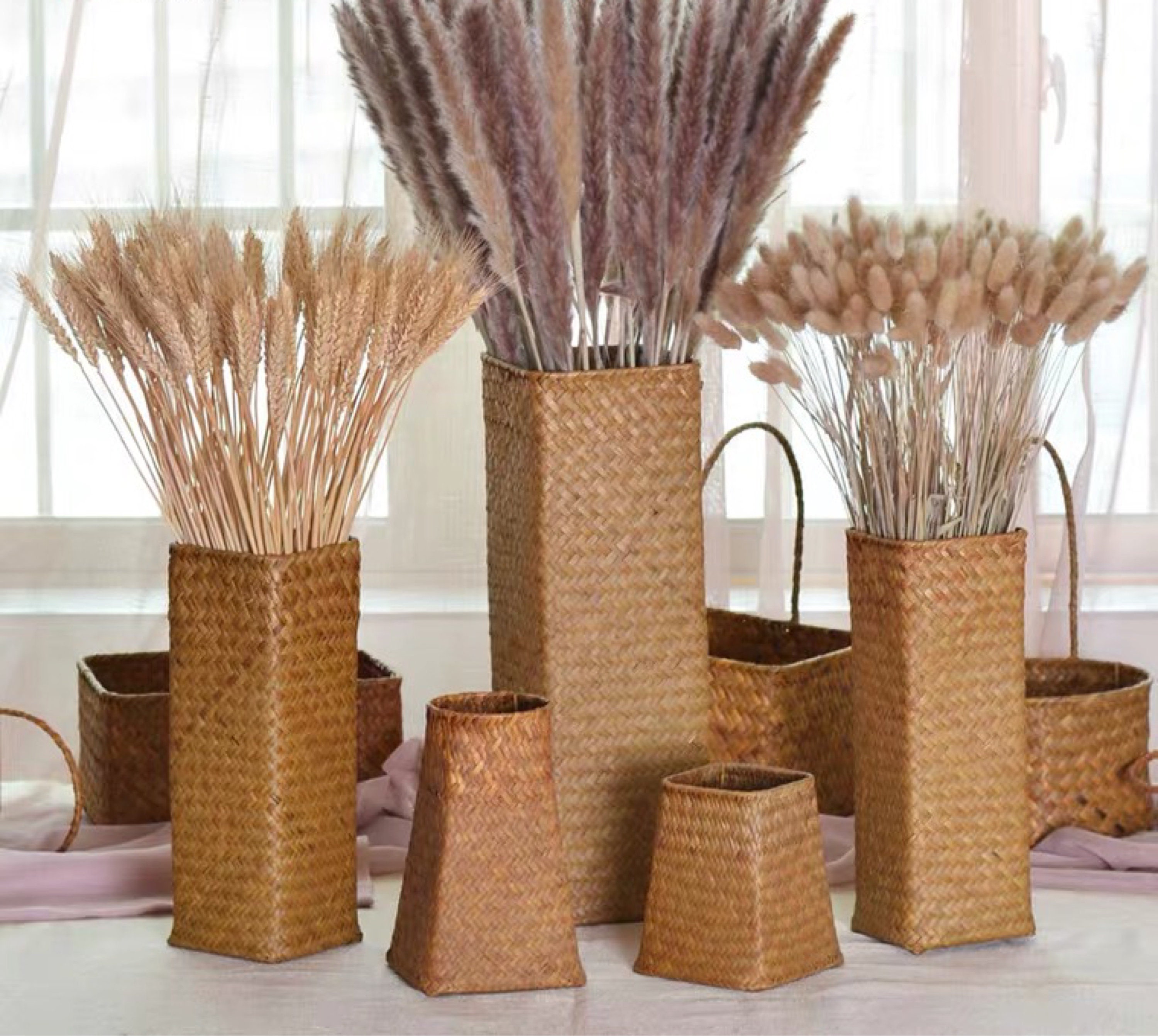 Natural Seagrass Vase 5 Designs 4 Colours Wicker Vase Etsy