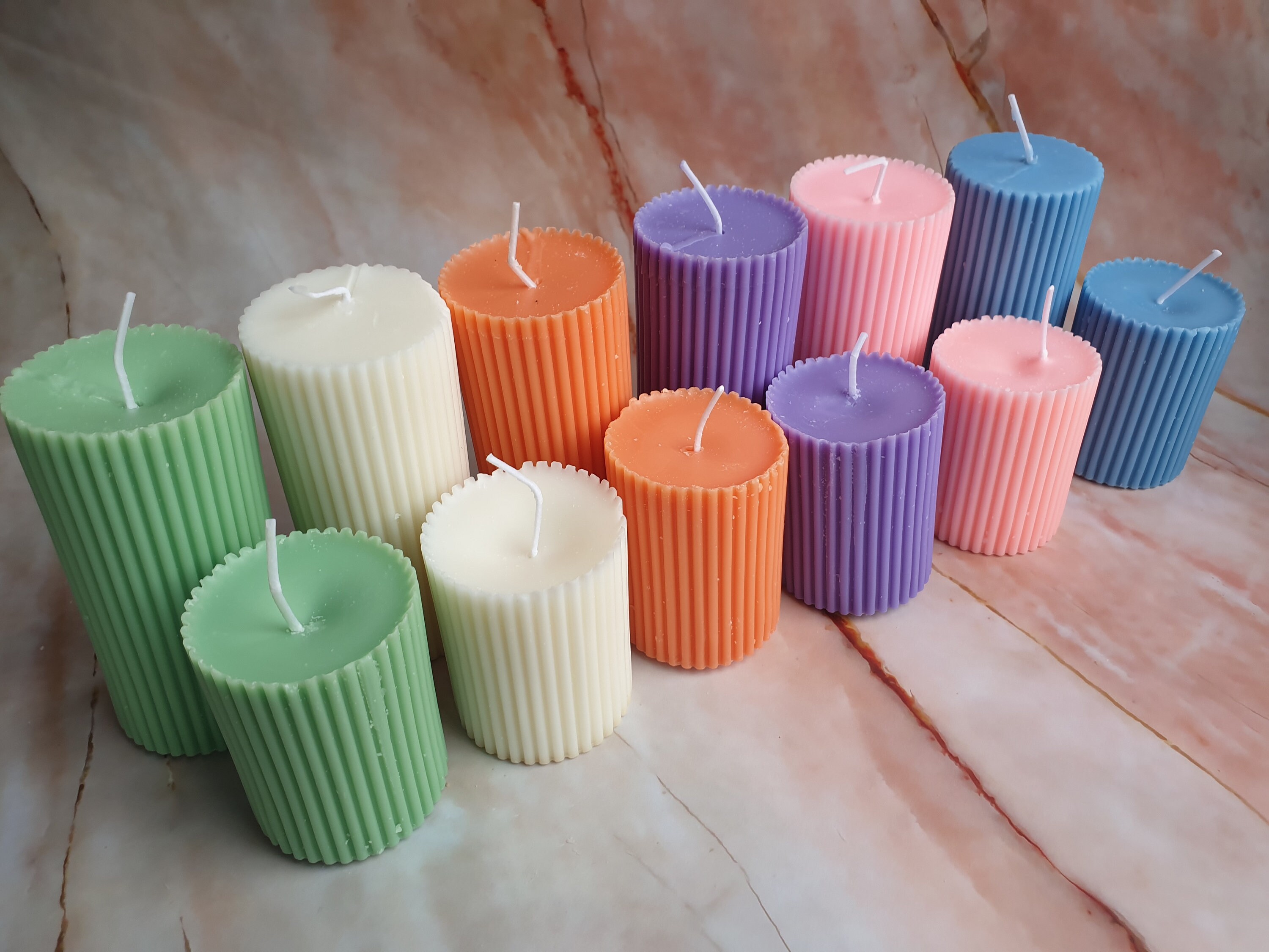 100 Soy Wax Pillar Candle Vegan Yellow White Lilac Etsy UK
