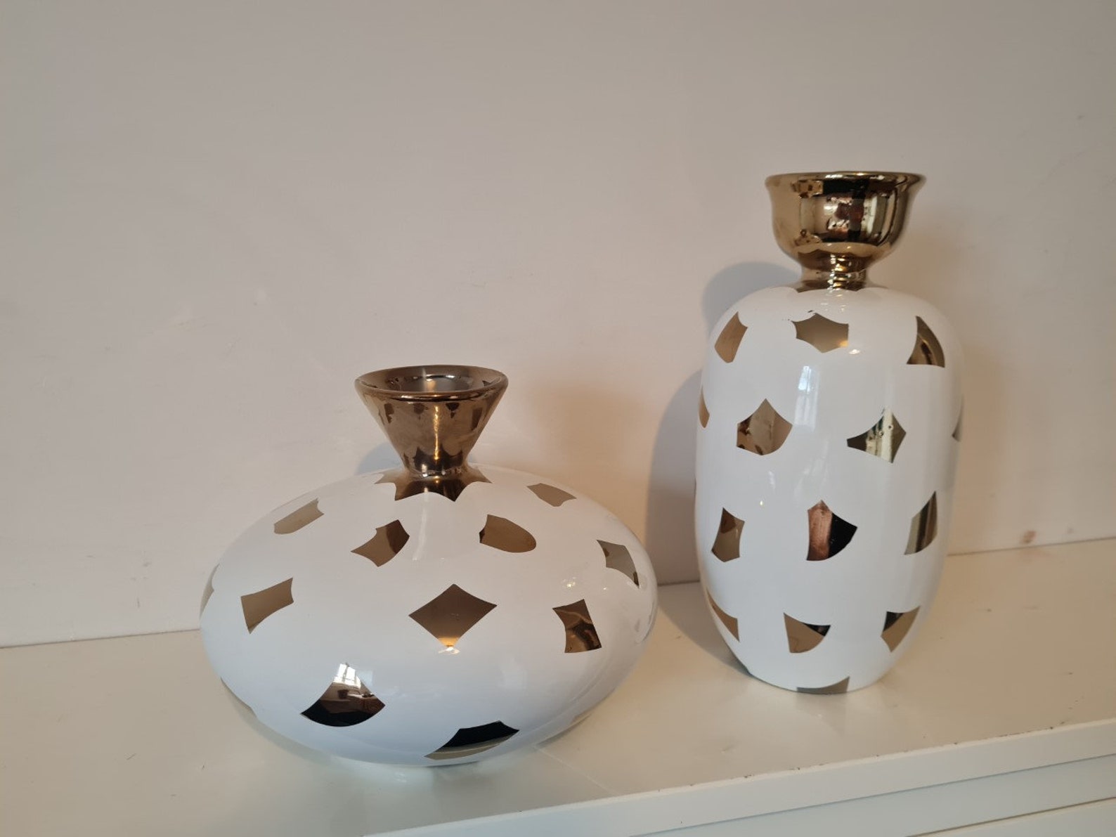 Glossy Ceramic Decorative Vase Gold & White Vase Ceramic Etsy