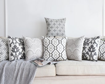 grey sofa pillows
