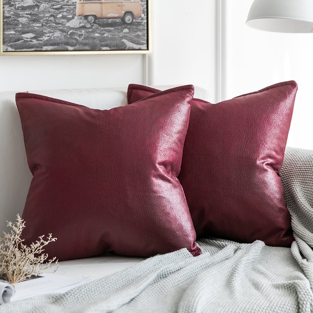 Soft Faux Leather Cushion Cover Pillow Brown Tan Green Etsy UK