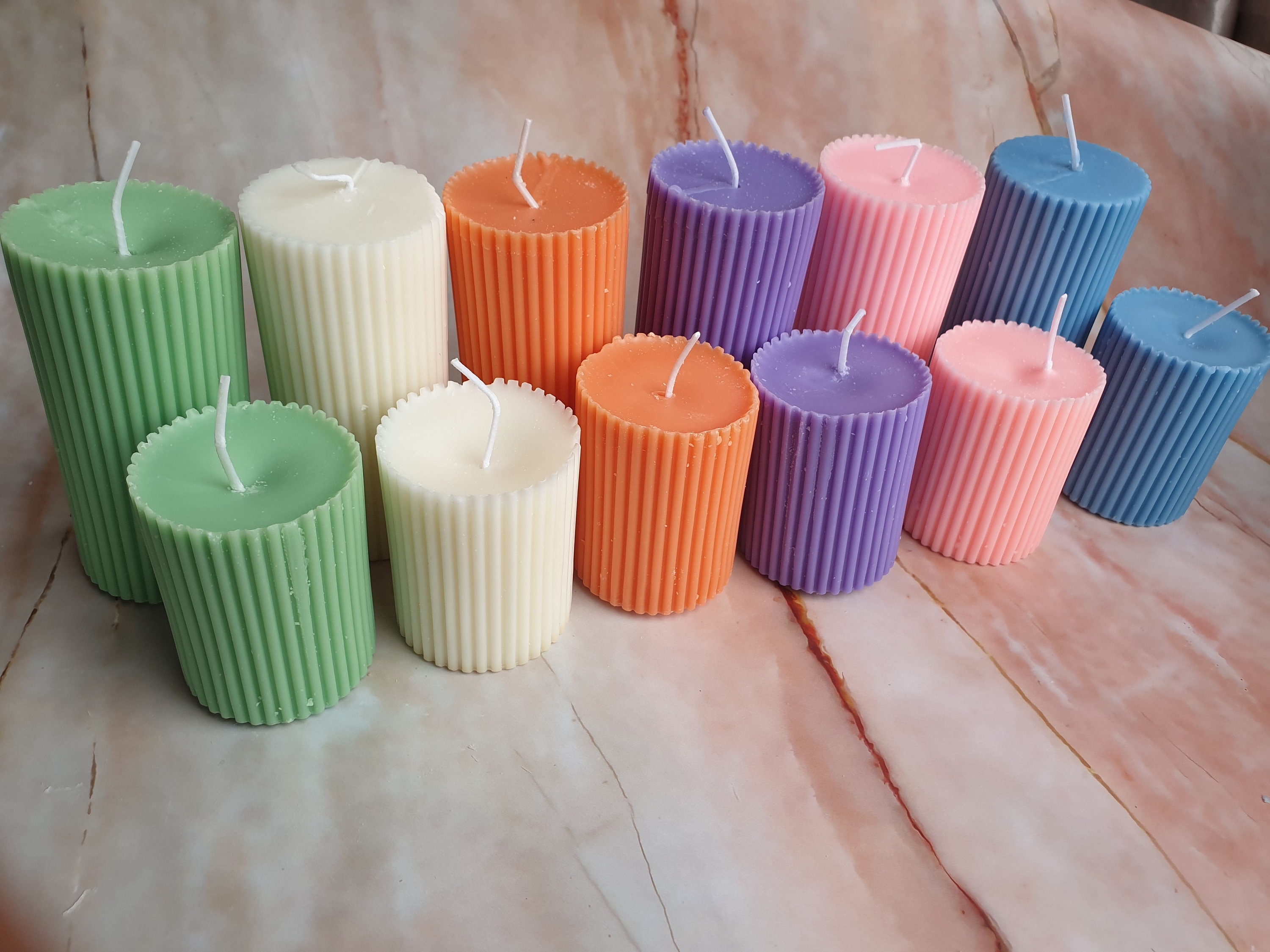100 Soy Wax Pillar Candle Vegan Yellow White Lilac Etsy UK
