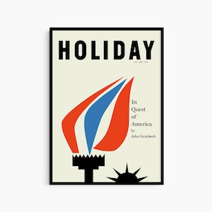 Holiday Vintage Magazine Art Poster Print New York Illustration Abstract Vintage Design Mid century Modern Interior Poster Print