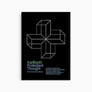 Póster de arte de Karl Barth, póster de arte abstracto de pensamiento protestante, arte Bauhaus, regalos interiores modernos de mediados de siglo para diseñador