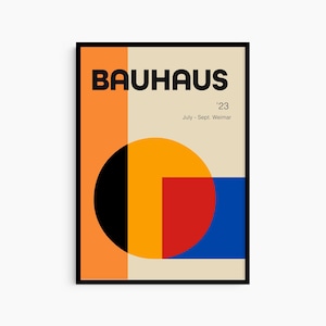 Bauhaus 1923 Art Poster Print, Bauhaus Printable Exhibition Poster Print, Graphics Art, Mid Century, Abstract Art, Orange, Modern Interior