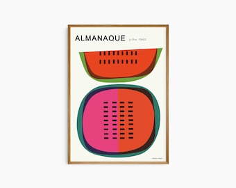 Sebastiao Rodrigues, Illustration Art, Kids Room, Watermelon,  Mid Century Interior, Minimalist, Fruit, Abstract, Modern Interior Poster