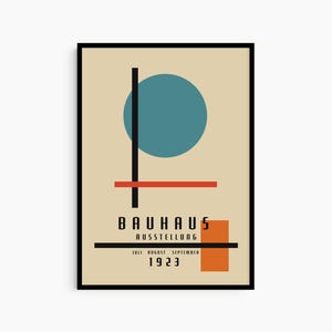 Bauhaus 1923 Poster Print, Bauhaus Printable Exhibition Poster, Graphics Art, Mid Century, Abstract Art, Orange, Modern Interior, Home Decor