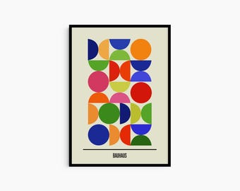 Bauhaus Poster Print, Bauhaus Printable Exhibition Poster, Graphics Art, Mid Century, Colorful Art, Minimalist, Modern Interior, Home Decor