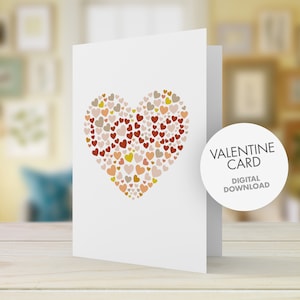 PRINTABLE Valentine hearts greeting card | minimalist valentine card | Scandi style valentine card | MCM valentine card
