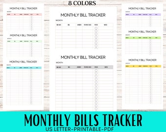 Registro de facturas mensuales: Organizador minimalista en 8 colores (PDF)