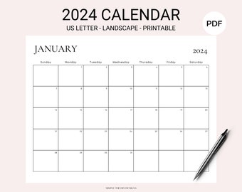2024 DATED MONTHLY CALENDAR 12 Page Minimalist Simple Landscape 11.5 x 8