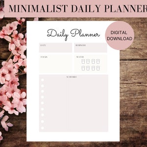 Daily Planner Template Instant Download Printable Organizer Minimalist Simple