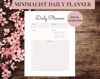Plantilla de planificador diario, descarga instantánea, imprimible, minimalista, simple.
